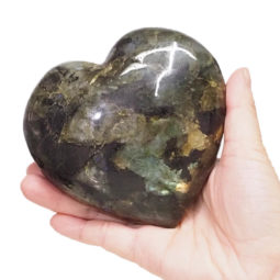 Natural Labradorite Polished Heart Palm Stone DS1519 | Himalayan Salt Factory