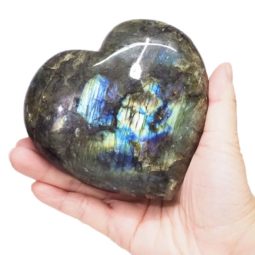 Natural Labradorite Polished Heart Palm Stone DS1519 | Himalayan Salt Factory