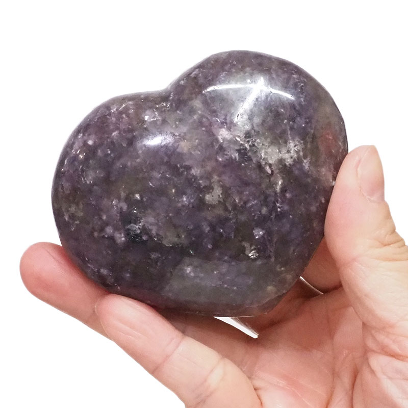 Natural Lepidolite Polished Heart Palm Stone 4 Natural Lepidolite Polished Heart Palm Stone | Himalayan Salt Factory