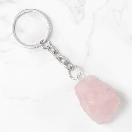 Rose Quartz Crystal Rough Keychain | Himalayan Salt Factory