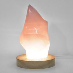 Rose Quartz Polished Flame Crystal with LED Large Light Base DS1491 | Himalayan Salt Factory