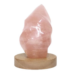 Rose Quartz Polished Flame Crystal with LED Large Light Base DS1492 | Himalayan Salt Factory