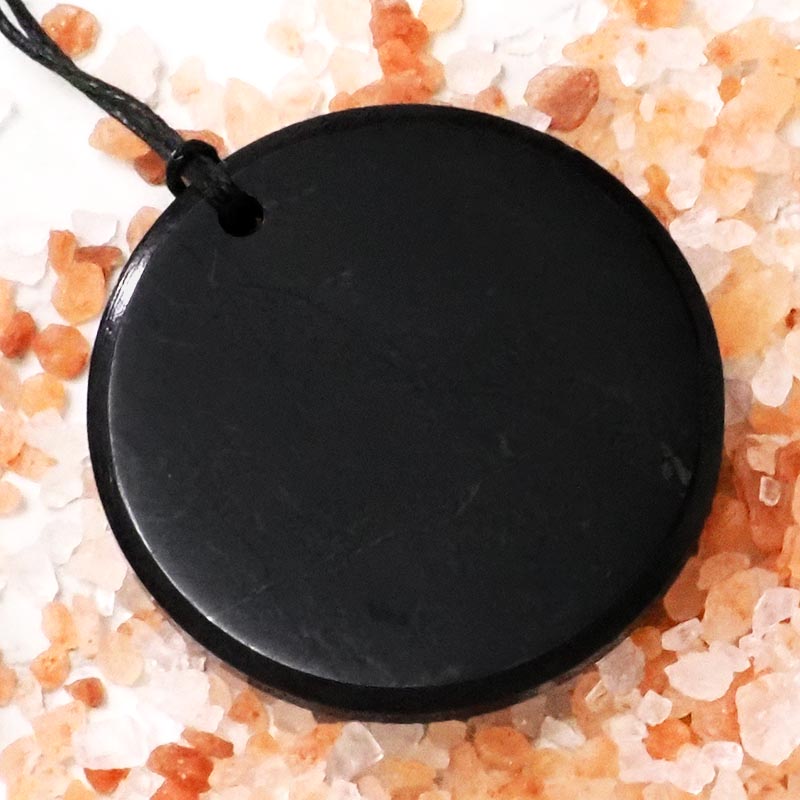 Shungite Polished Circle Necklace 3 Shungite Polished Circle Necklace | Himalayan Salt Factory