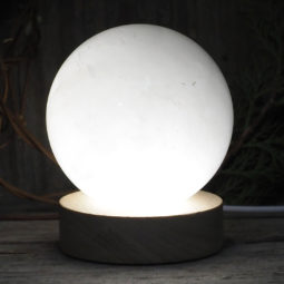White Calcite Sphere on LED Small Base DS1497 | Himalayan Salt Factory