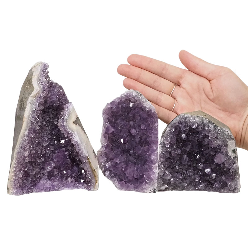 2.09kg Amethyst Crystal Geode Specimen Set 3 Pieces DN1006 4 Amethyst Crystal Geode Specimen Set 2 Pieces DN1006 | Himalayan Salt Factory