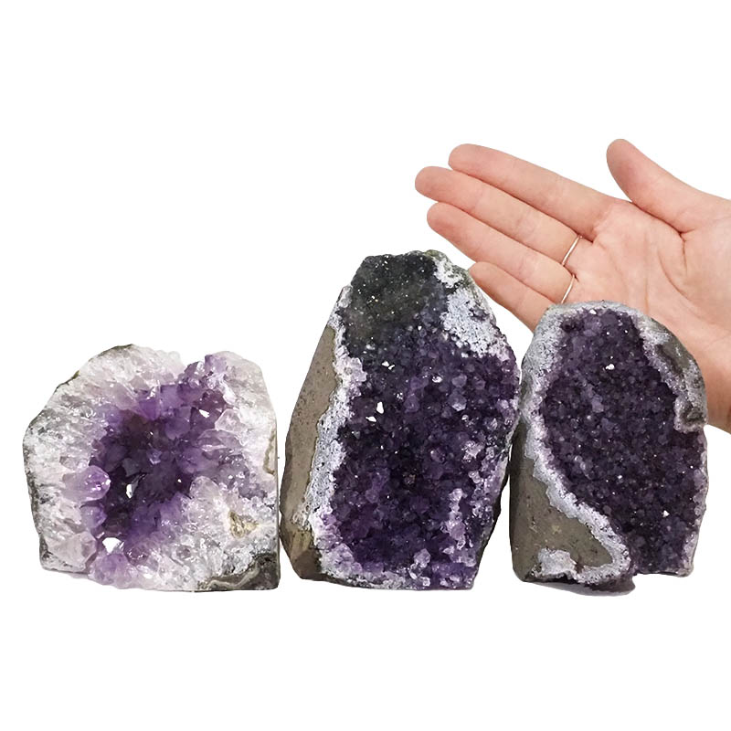 2.03kg Amethyst Crystal Geode Specimen Set 3 Pieces DN1106 4 Amethyst Crystal Geode Specimen Set 2 Pieces DN1106 | Himalayan Salt Factory