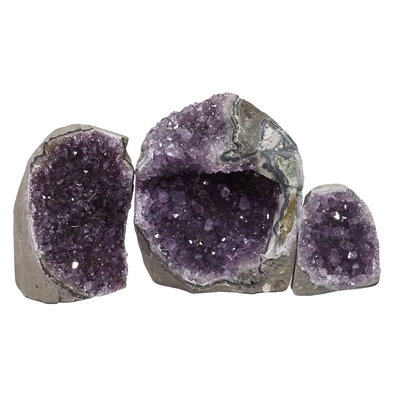 2.16kg Amethyst Crystal Geode Specimen Set 3 Pieces DN998 3 Amethyst Crystal Geode Specimen Set 2 Pieces DN998 | Himalayan Salt Factory