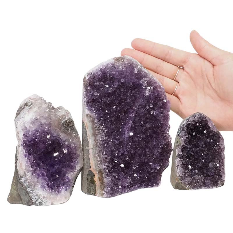 2.09kg Amethyst Crystal Geode Specimen Set 3 Pieces DN1015 4 Amethyst Crystal Geode Specimen Set 3 Pieces DN1015 | Himalayan Salt Factory
