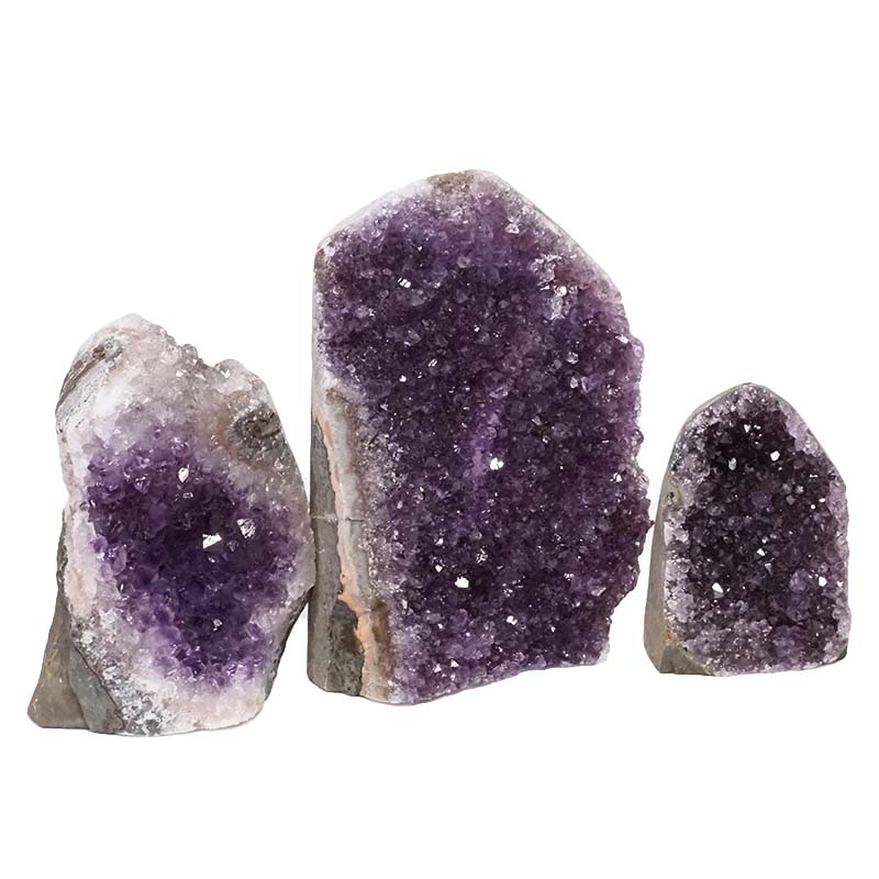 2.09kg Amethyst Crystal Geode Specimen Set 3 Pieces DN1015 3 Amethyst Crystal Geode Specimen Set 3 Pieces DN1015 | Himalayan Salt Factory