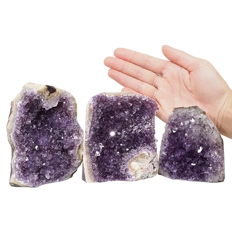 2.10kg Amethyst Crystal Geode Specimen Set 3 Pieces DN1016 4 Amethyst Crystal Geode Specimen Set 3 Pieces DN1016 | Himalayan Salt Factory