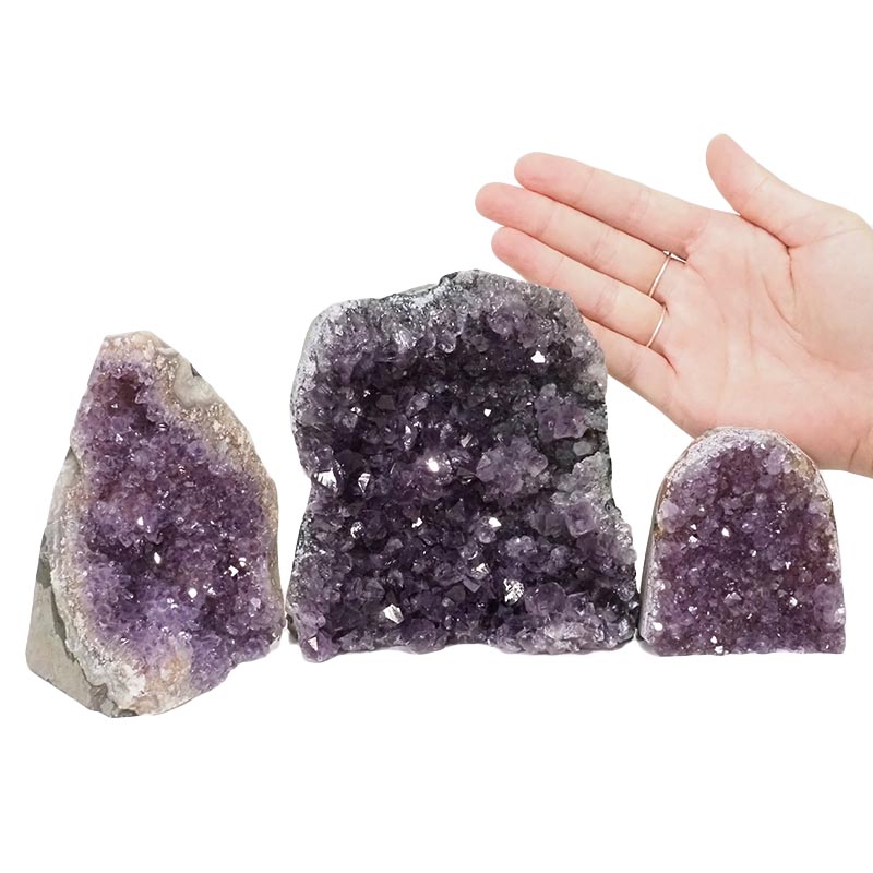 2.15kg Amethyst Crystal Geode Specimen Set 3 Pieces DN1017 4 Amethyst Crystal Geode Specimen Set 3 Pieces DN1017 | Himalayan Salt Factory