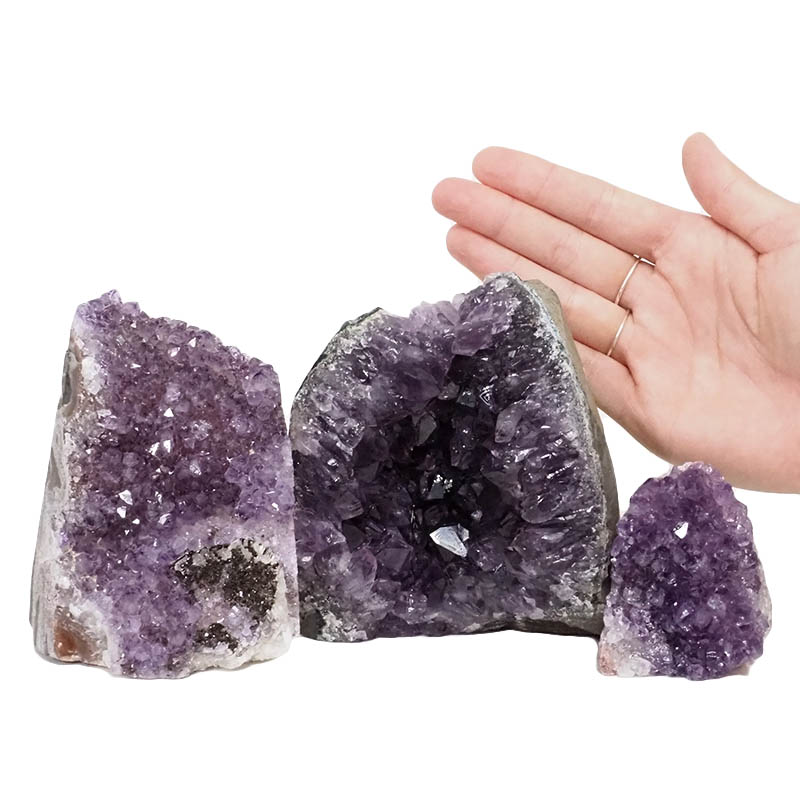 2.14kg Amethyst Crystal Geode Specimen Set 3 Pieces DN1020 4 Amethyst Crystal Geode Specimen Set 3 Pieces DN1020 | Himalayan Salt Factory