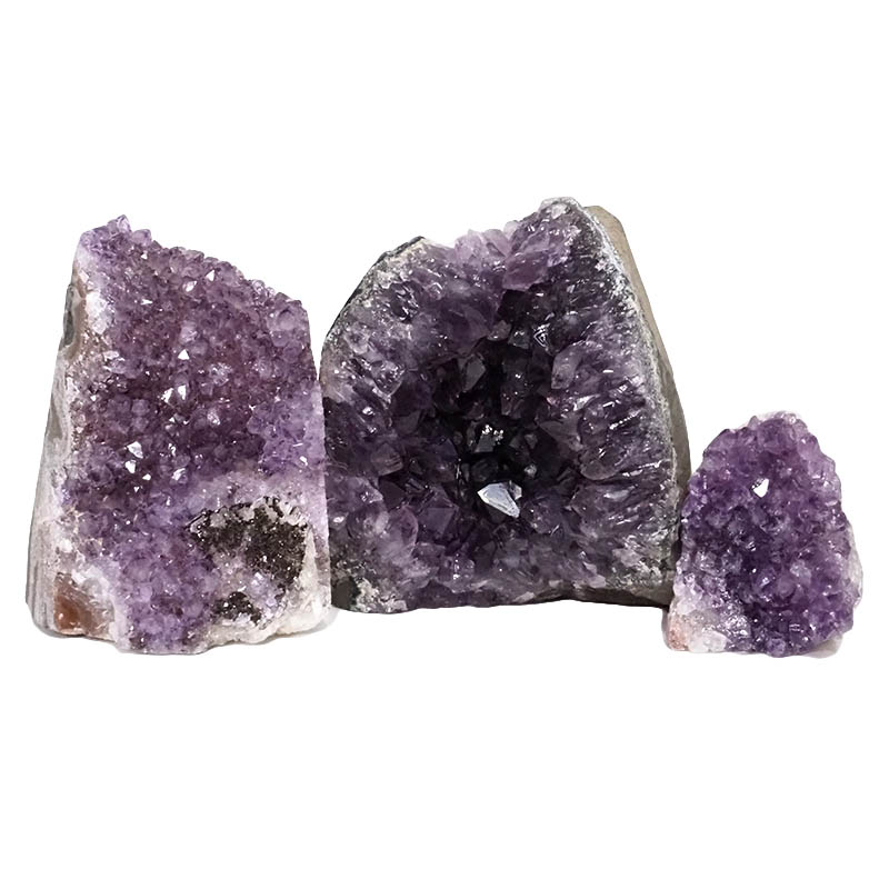 2.14kg Amethyst Crystal Geode Specimen Set 3 Pieces DN1020 3 Amethyst Crystal Geode Specimen Set 3 Pieces DN1020 | Himalayan Salt Factory