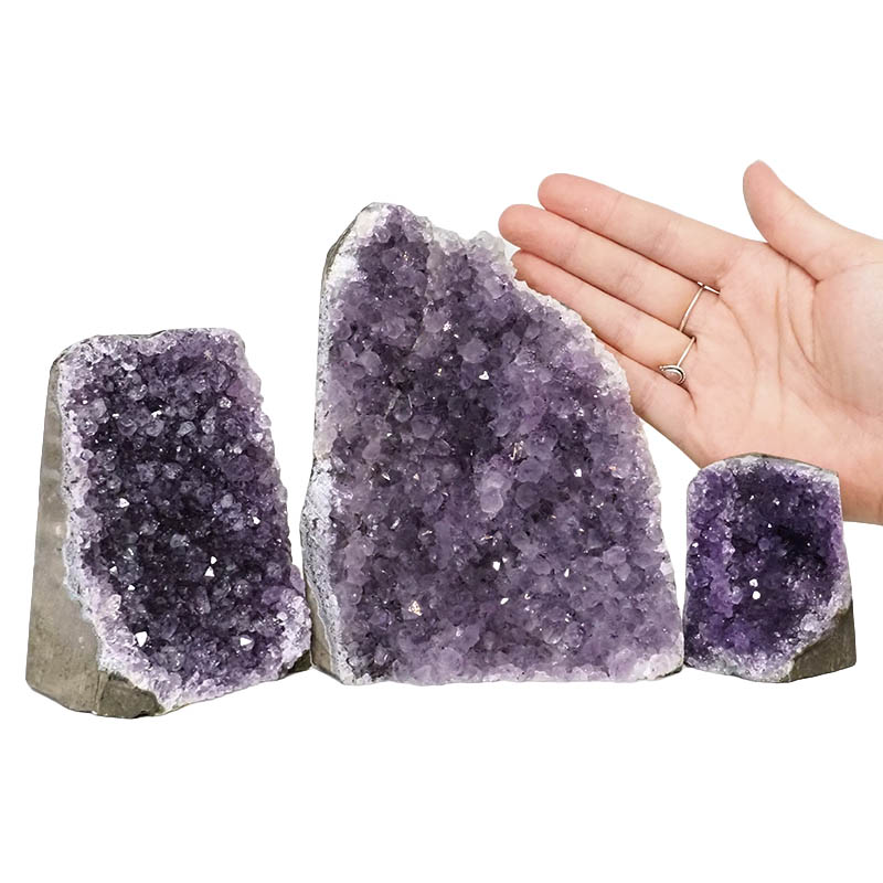 2.07kg Amethyst Crystal Geode Specimen Set 3 Pieces DN1029 4 Amethyst Crystal Geode Specimen Set 3 Pieces DN1029 | Himalayan Salt Factory