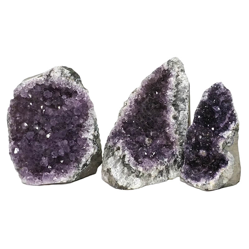 2.10kg Amethyst Crystal Geode Specimen Set 3 Pieces DN1030 3 Amethyst Crystal Geode Specimen Set 3 Pieces DN1030 | Himalayan Salt Factory