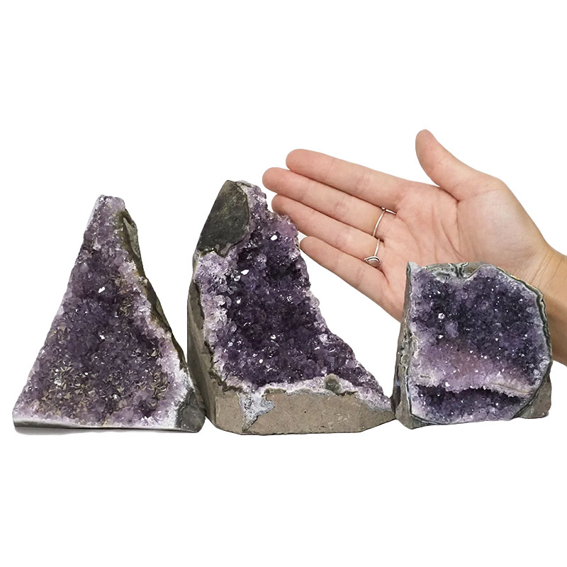 2.09kg Amethyst Crystal Geode Specimen Set 3 Pieces DN1034 4 Amethyst Crystal Geode Specimen Set 3 Pieces DN1034 | Himalayan Salt Factory