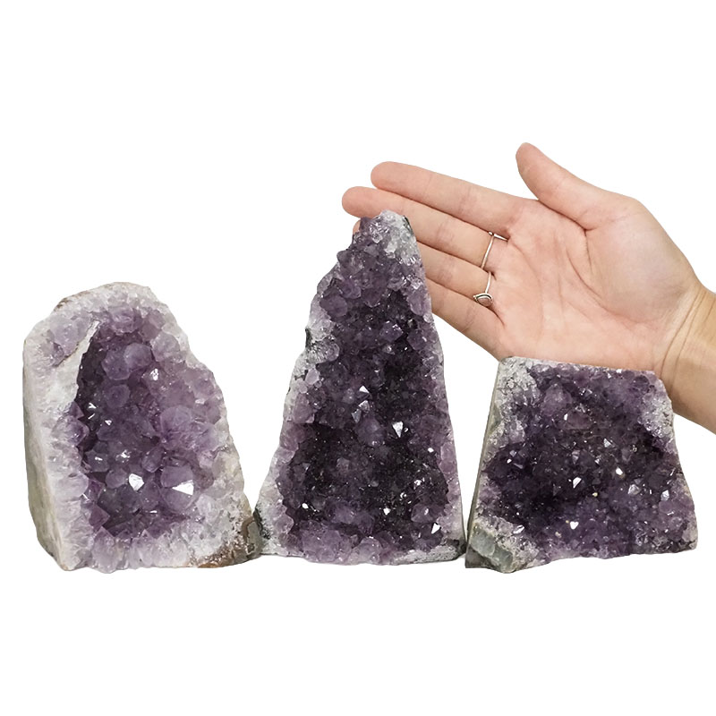 2.14kg Amethyst Crystal Geode Specimen Set 3 Pieces DN1035 4 Amethyst Crystal Geode Specimen Set 3 Pieces DN1035 | Himalayan Salt Factory