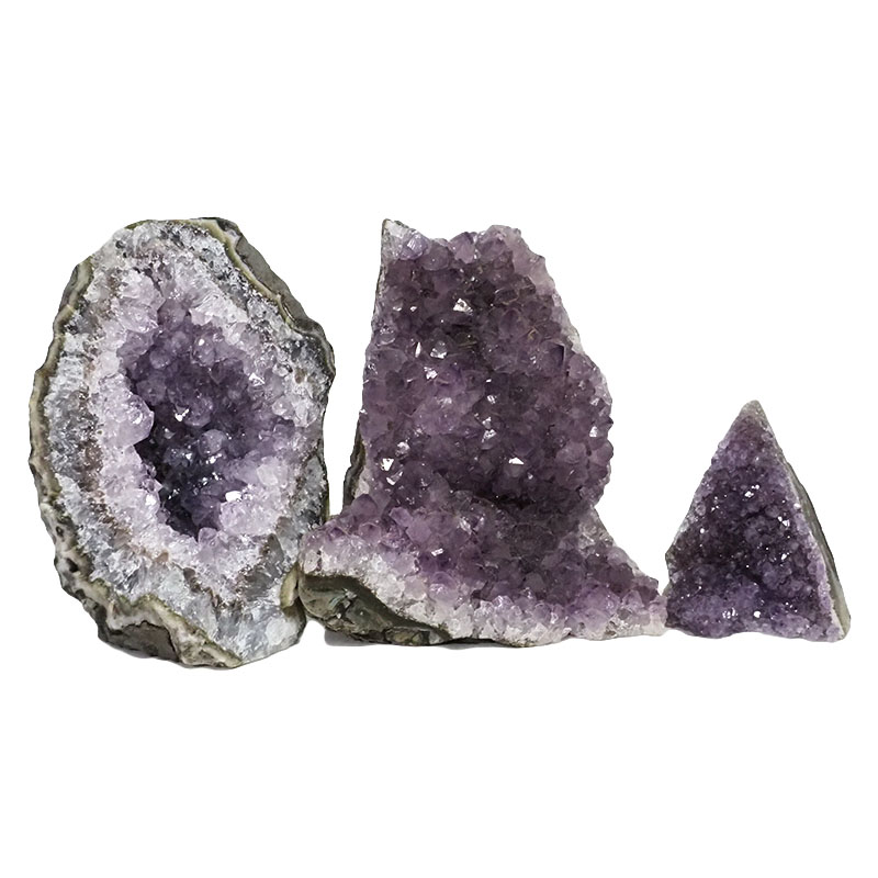 2.06kg Amethyst Crystal Geode Specimen Set 3 Pieces DN1038 3 Amethyst Crystal Geode Specimen Set 3 Pieces DN1038 | Himalayan Salt Factory