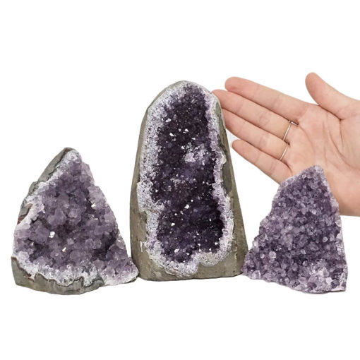Amethyst Crystal Geode Specimen Set 3 Pieces DN1040 | Himalayan Salt Factory