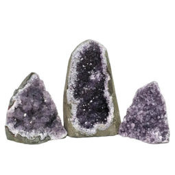 Amethyst Crystal Geode Specimen Set 3 Pieces DN1040 | Himalayan Salt Factory