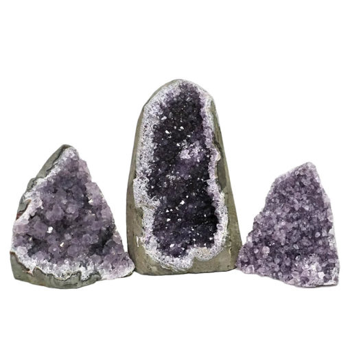 Amethyst Crystal Geode Specimen Set 3 Pieces DN1040 | Himalayan Salt Factory
