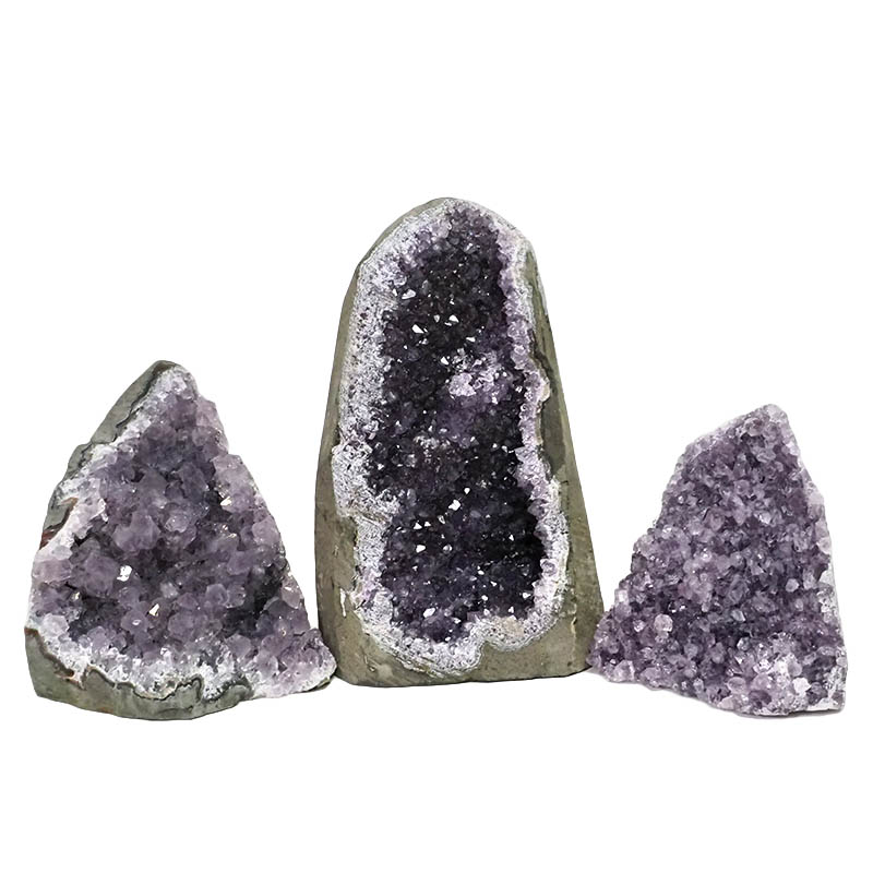 2.08kg Amethyst Crystal Geode Specimen Set 3 Pieces DN1040 3 Amethyst Crystal Geode Specimen Set 3 Pieces DN1040 | Himalayan Salt Factory