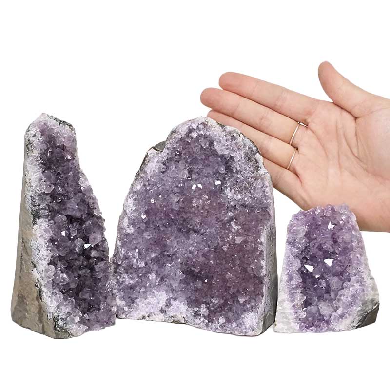 2.05kg Amethyst Crystal Geode Specimen Set 3 Pieces DN1041 4 Amethyst Crystal Geode Specimen Set 3 Pieces DN1041 | Himalayan Salt Factory