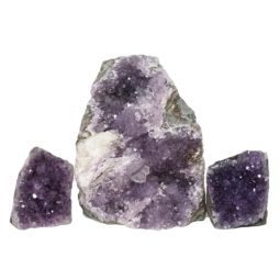 Amethyst Crystal Geode Specimen Set 3 Pieces DN1045 | Himalayan Salt Factory
