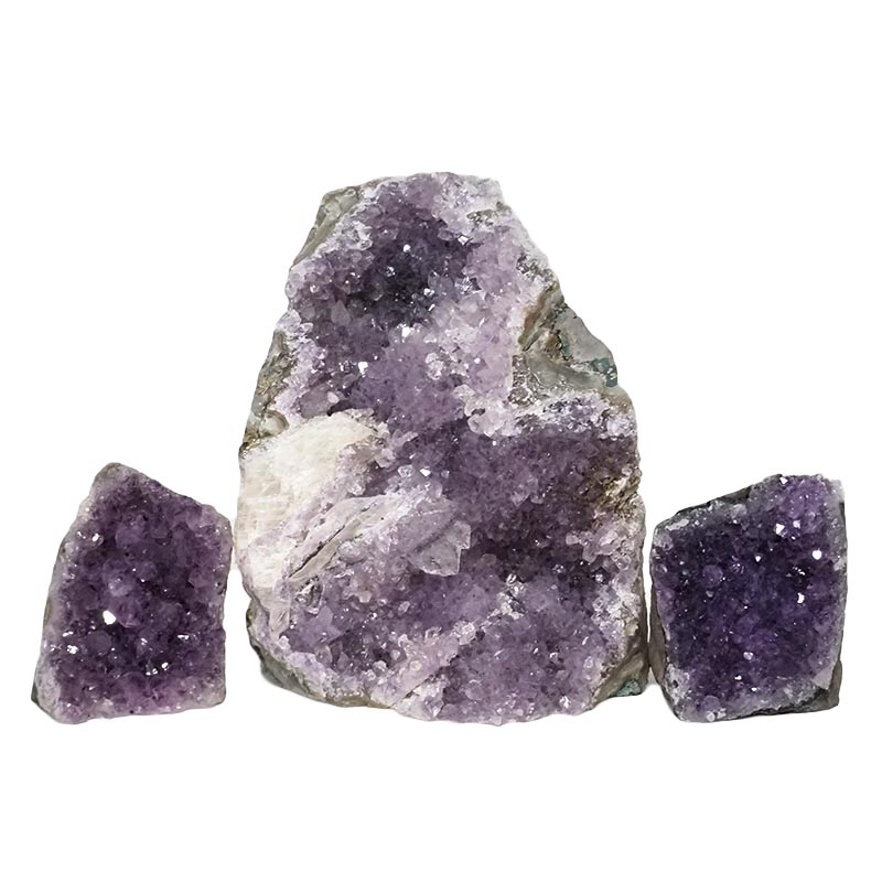 2.29kg Amethyst Crystal Geode Specimen Set 3 Pieces DN1045 3 Amethyst Crystal Geode Specimen Set 3 Pieces DN1045 | Himalayan Salt Factory