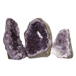 Amethyst Crystal Geode Specimen Set 3 Pieces DN1048 | Himalayan Salt Factory