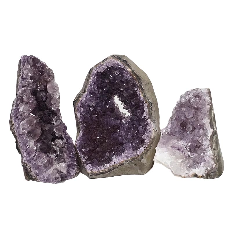 2.04kg Amethyst Crystal Geode Specimen Set 3 Pieces DN1048 3 Amethyst Crystal Geode Specimen Set 3 Pieces DN1048 | Himalayan Salt Factory