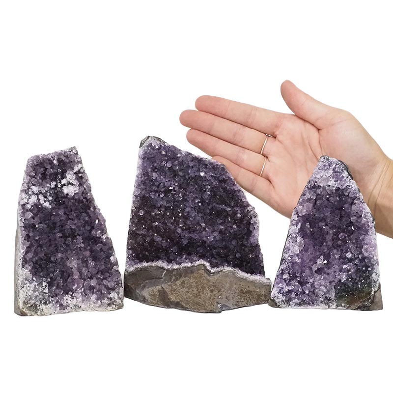 2.03kg Amethyst Crystal Geode Specimen Set 3 Pieces DN1055 4 Amethyst Crystal Geode Specimen Set 3 Pieces DN1055 | Himalayan Salt Factory
