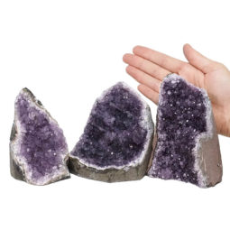 Amethyst Crystal Geode Specimen Set 3 Pieces DN1059 | Himalayan Salt Factory