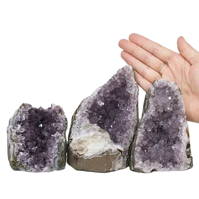 2.10kg Amethyst Crystal Geode Specimen Set 3 Pieces DN1063 4 Amethyst Crystal Geode Specimen Set 3 Pieces DN1063 | Himalayan Salt Factory