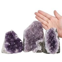 Amethyst Crystal Geode Specimen Set 3 Pieces DN1066 | Himalayan Salt Factory