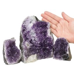 Amethyst Crystal Geode Specimen Set 3 Pieces DN1076 | Himalayan Salt Factory