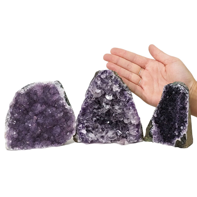 2.02kg Amethyst Crystal Geode Specimen Set 3 Pieces DN1078 4 Amethyst Crystal Geode Specimen Set 3 Pieces DN1078 | Himalayan Salt Factory