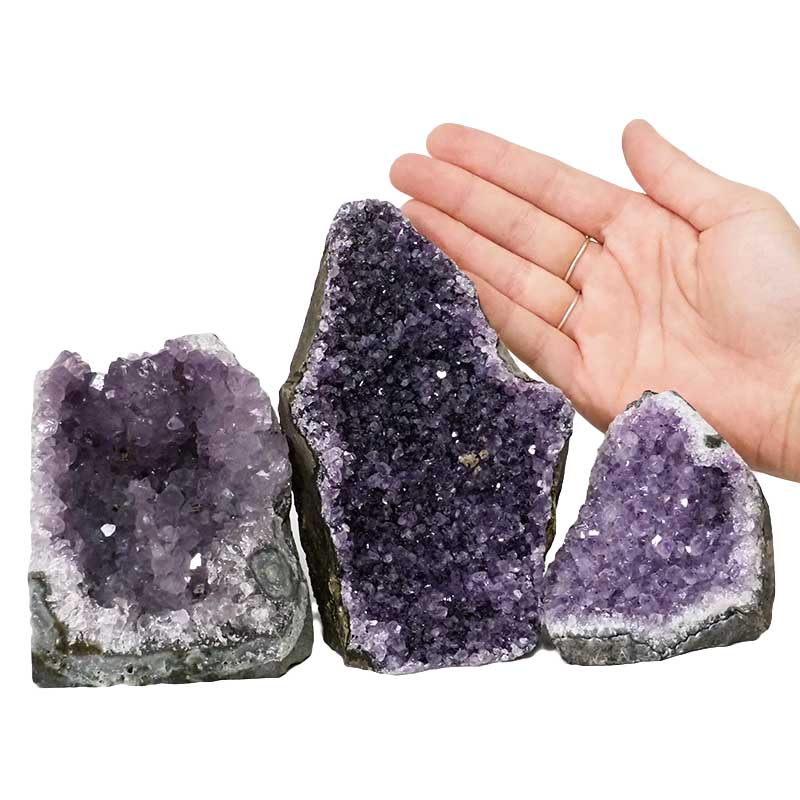 2.05kg Amethyst Crystal Geode Specimen Set 3 Pieces DN1079 4 Amethyst Crystal Geode Specimen Set 3 Pieces DN1079 | Himalayan Salt Factory