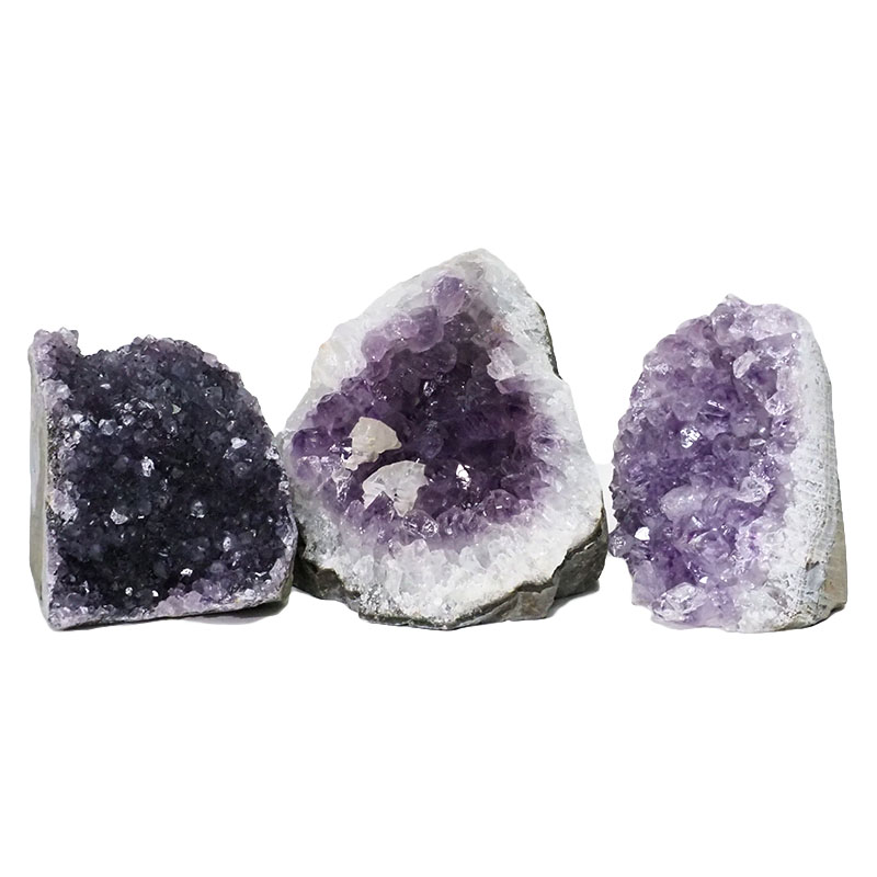 2.16kg Amethyst Crystal Geode Specimen Set 3 Pieces DN1081 3 Amethyst Crystal Geode Specimen Set 3 Pieces DN1081 | Himalayan Salt Factory
