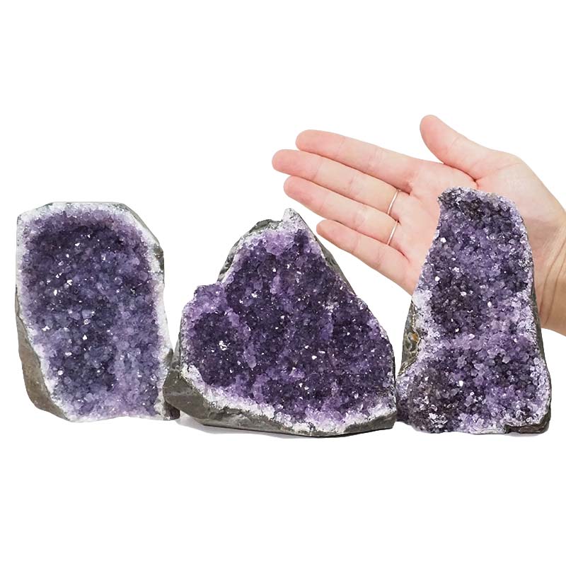 2.11kg Amethyst Crystal Geode Specimen Set 3 Pieces DN1082 4 Amethyst Crystal Geode Specimen Set 3 Pieces DN1082 | Himalayan Salt Factory