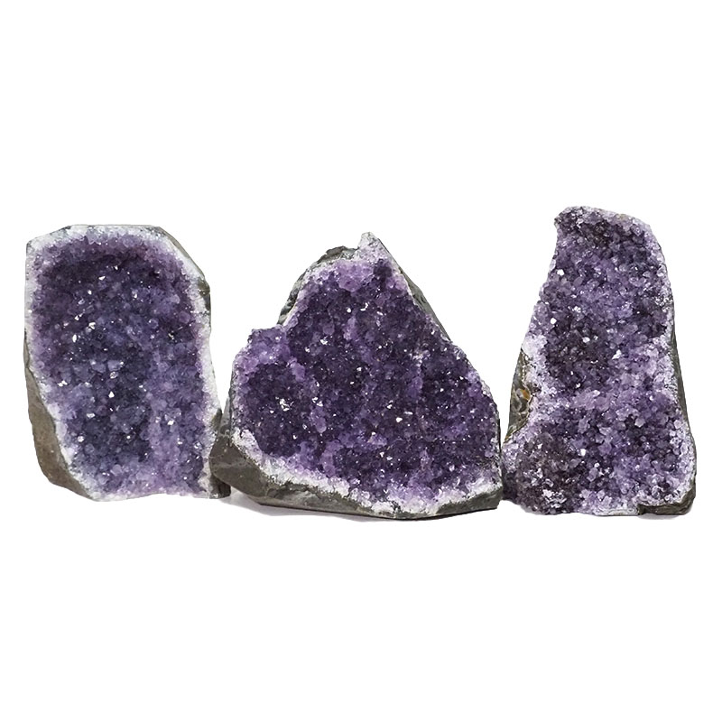 2.11kg Amethyst Crystal Geode Specimen Set 3 Pieces DN1082 3 Amethyst Crystal Geode Specimen Set 3 Pieces DN1082 | Himalayan Salt Factory