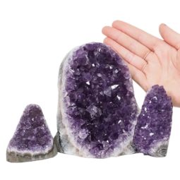 2.13kg Amethyst Polished Crystal Geode Specimen Set 3 Pieces DN1067 5 Amethyst Polished Crystal Geode Specimen Set 3 Pieces DN1067 | Himalayan Salt Factory