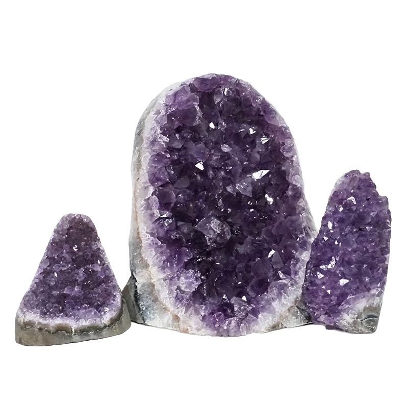 2.13kg Amethyst Polished Crystal Geode Specimen Set 3 Pieces DN1067 3 Amethyst Polished Crystal Geode Specimen Set 3 Pieces DN1067 | Himalayan Salt Factory