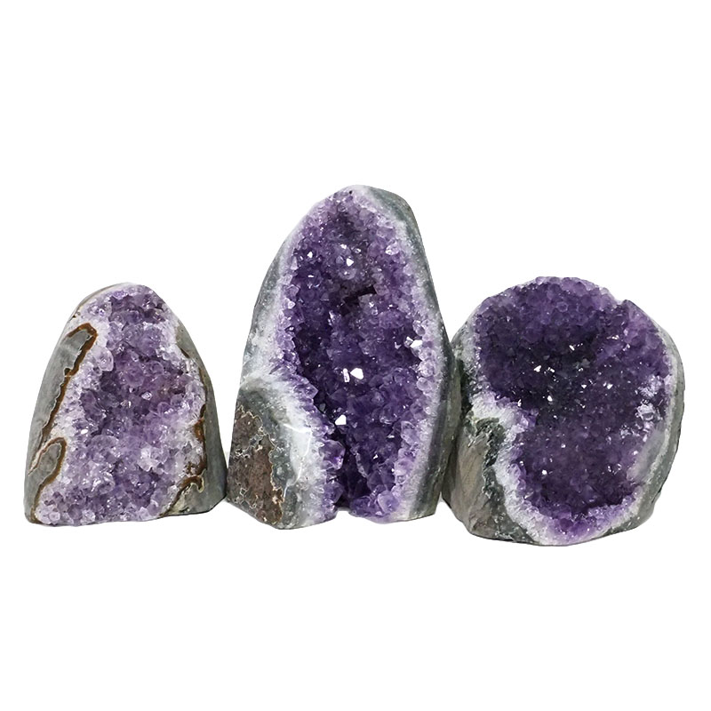 1.75kg Amethyst Polished Crystal Geode Specimen Set 3 Pieces DN1072 3 Amethyst Polished Crystal Geode Specimen Set 3 Pieces DN1072 | Himalayan Salt Factory