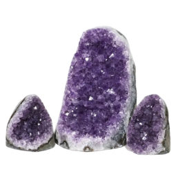 Amethyst Polished Crystal Geode Specimen Set 3 Pieces DN1073 | Himalayan Salt Factory