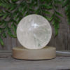 0.8kg Clear Quartz Polished Sphere with LED Light Large Display Base DK54 | Himalayan Salt Factory