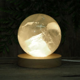 1.3kg Clear Quartz Polished Sphere with LED Light Large Display Base DK57 | Himalayan Salt Factory