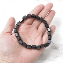 Hematite Hexagonal Cylinder Bead Bracelet | Himalayan Salt Factory