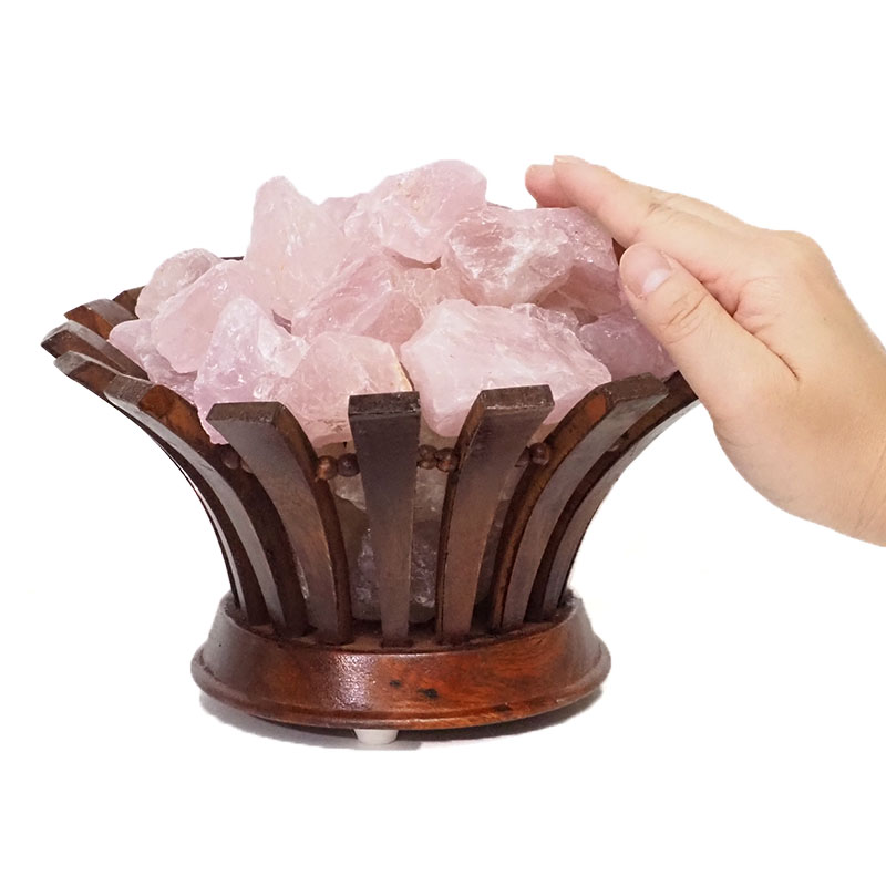 Madagascar Rose Quartz Rough Lotus Lamp 5 Madagascar Rose Quartz Rough Lotus Lamp | Himalayan Salt Factory