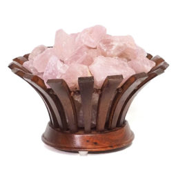 Madagascar Rose Quartz Rough Lotus Lamp | Himalayan Salt Factory